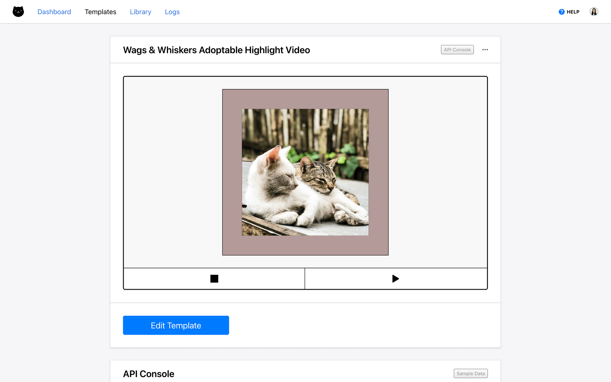 Screenshot of Clipcat template page