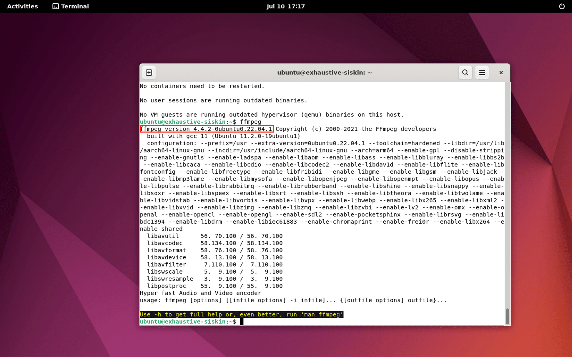 How to Install FFmpeg - verification on Ubuntu.png