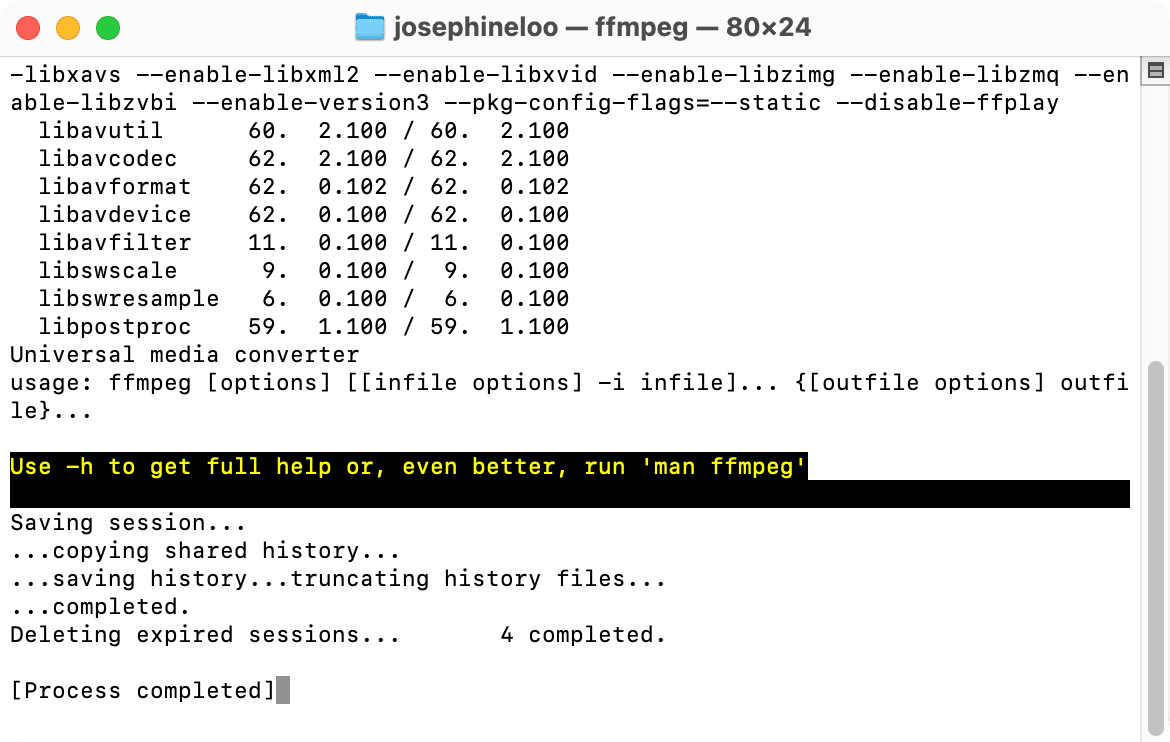 How to Install FFmpeg on macOS - installation completed in the terminal.png