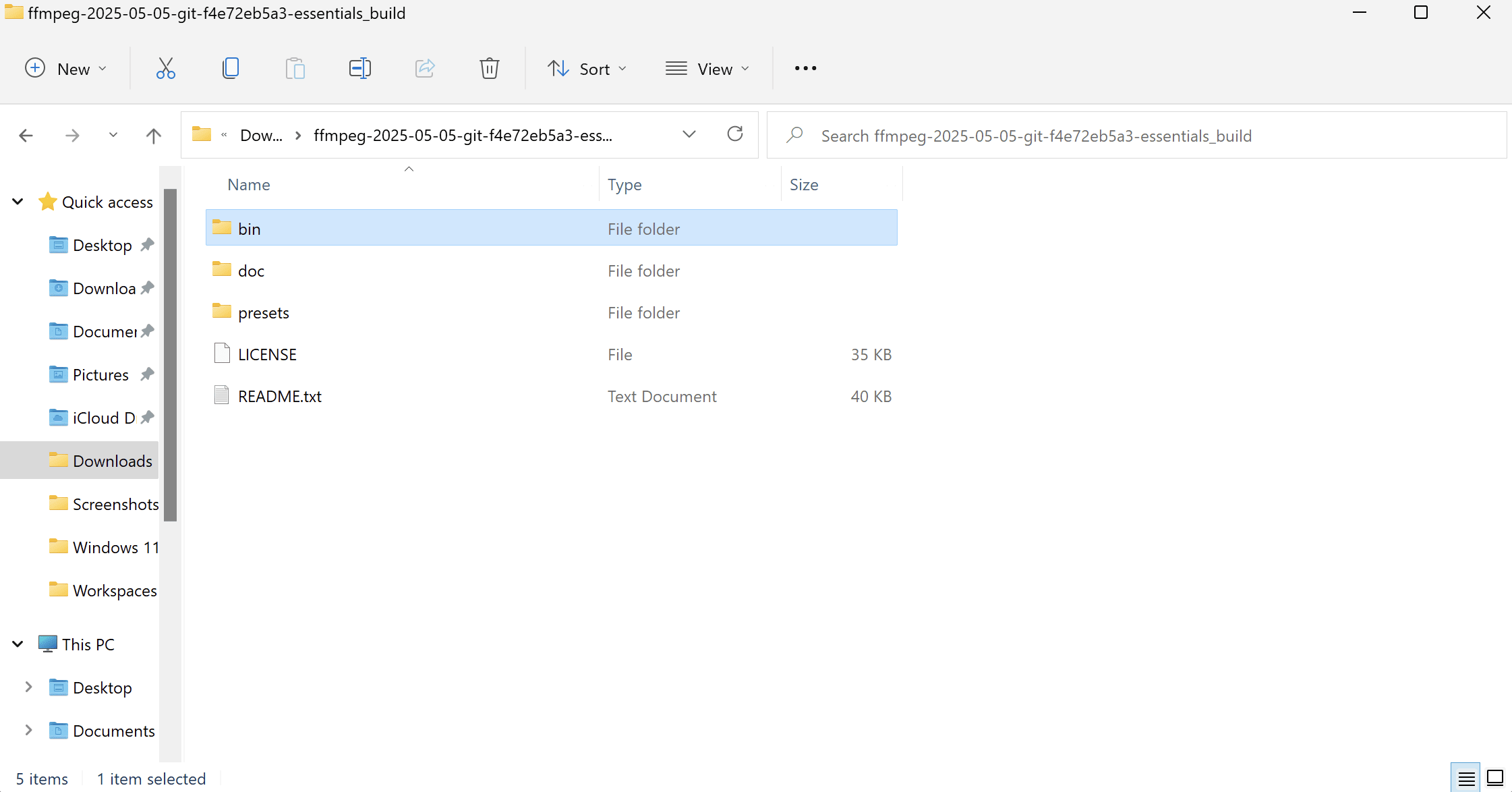 How to Install FFmpeg - copying the executable file directory.png