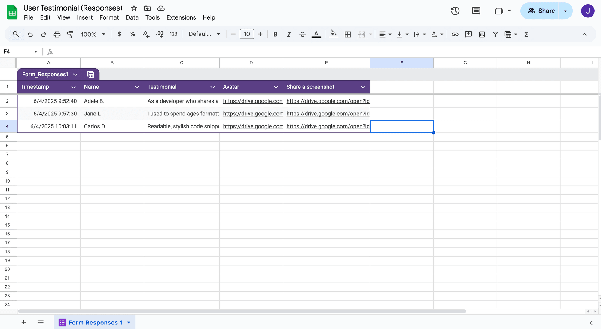 viewing the Google Forms responses in Google Sheets.png