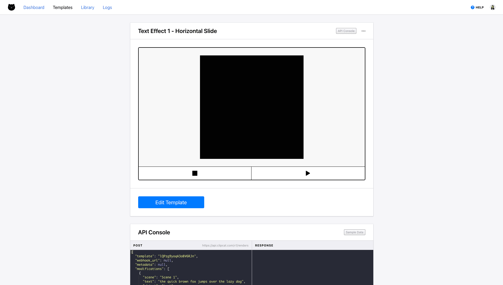 Screenshot of Clipcat template page
