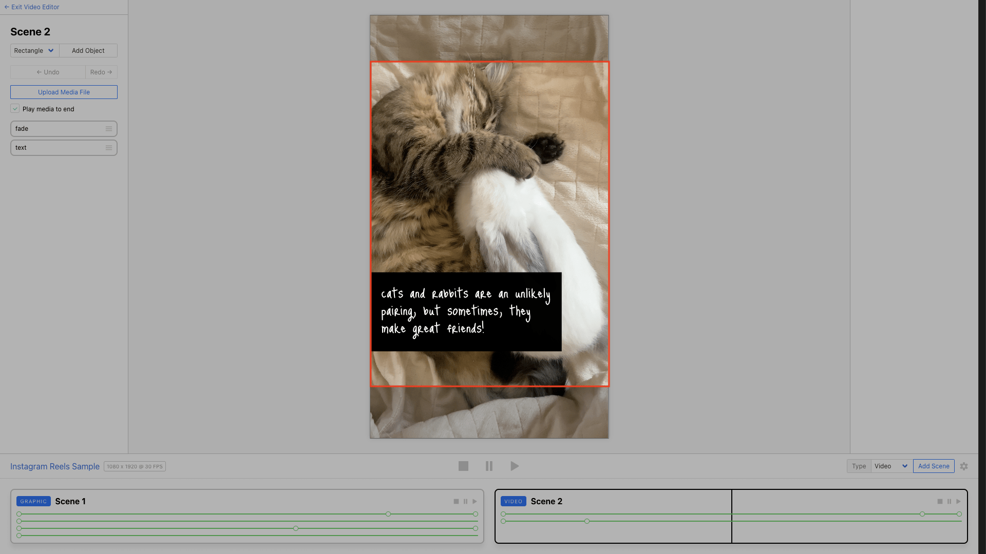 Screenshot of Clipcat editor with red outline indicating safe zone