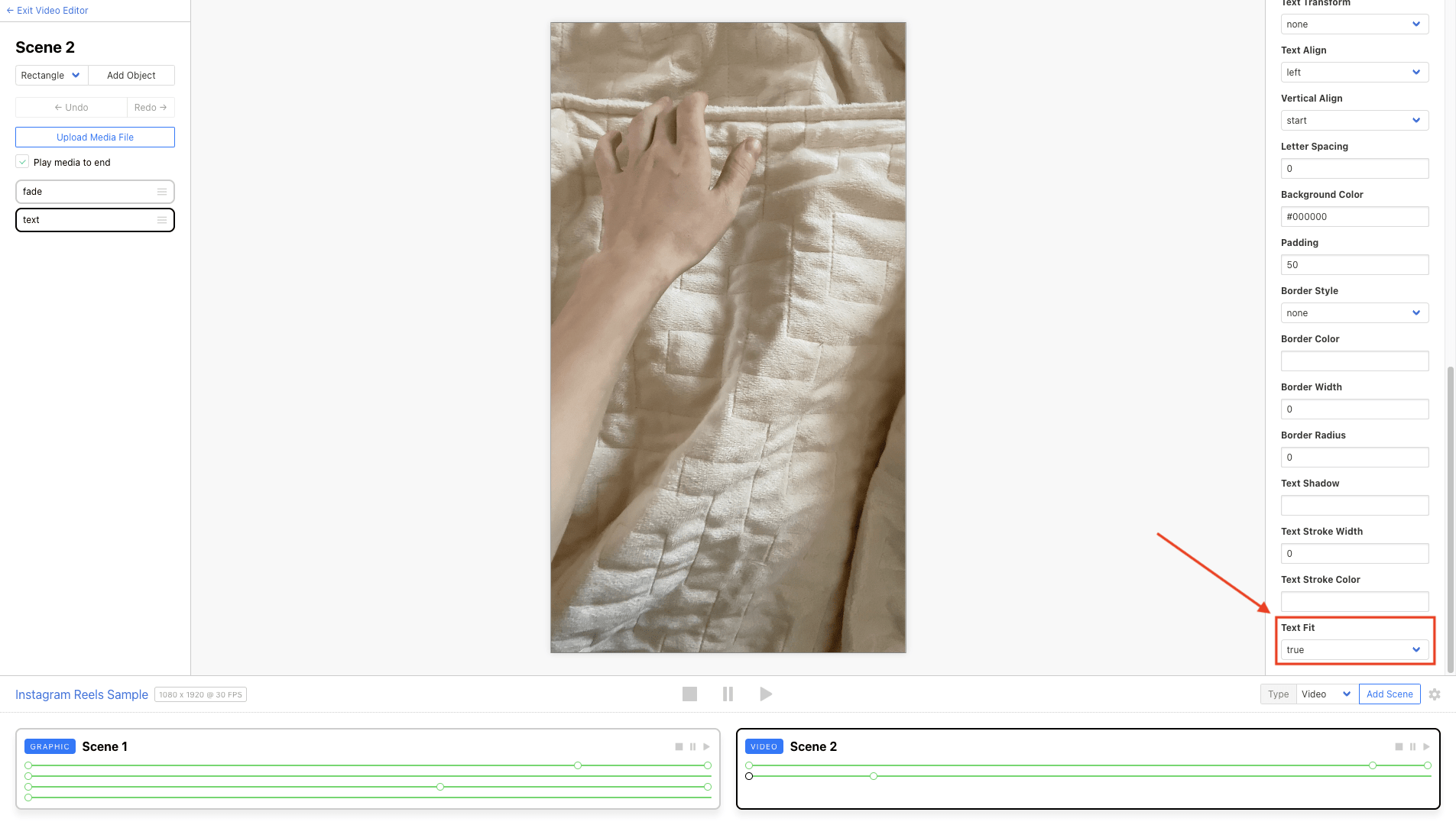 Screenshot of Clipcat editor with red outline indicating text fit