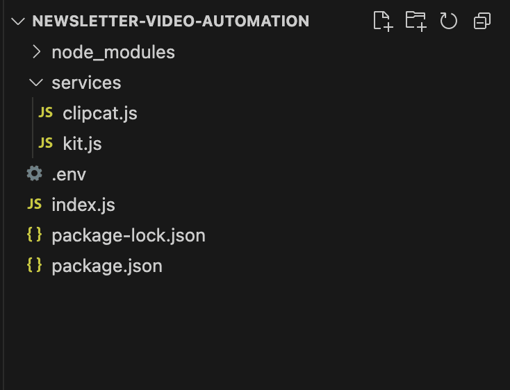 How to Automatically Create Personalized Videos for Kit:Kit Newsletters Using Clipcat API - Node.js project file structure.png