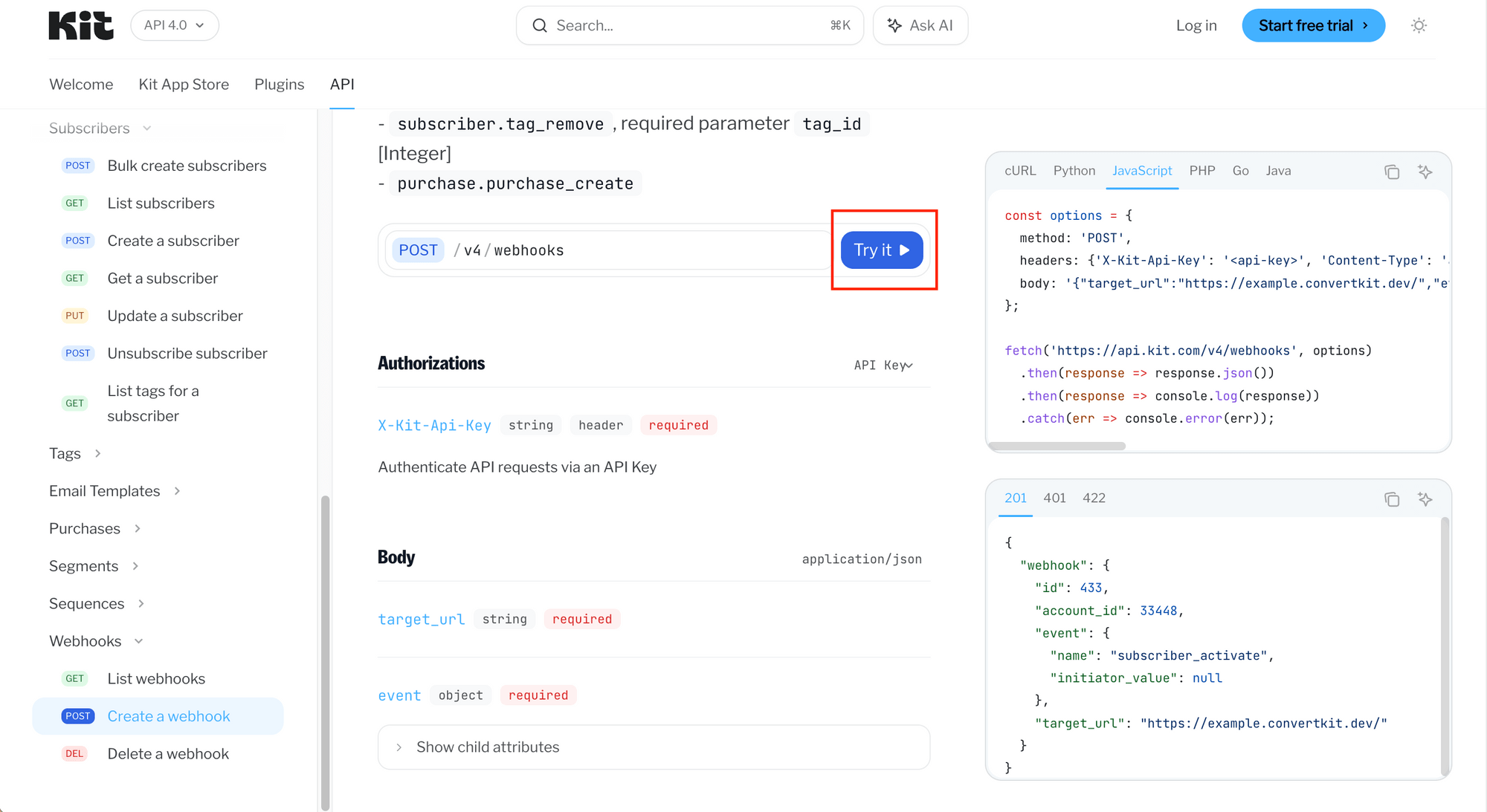 trying the webhook API from the Kit API Playground.png