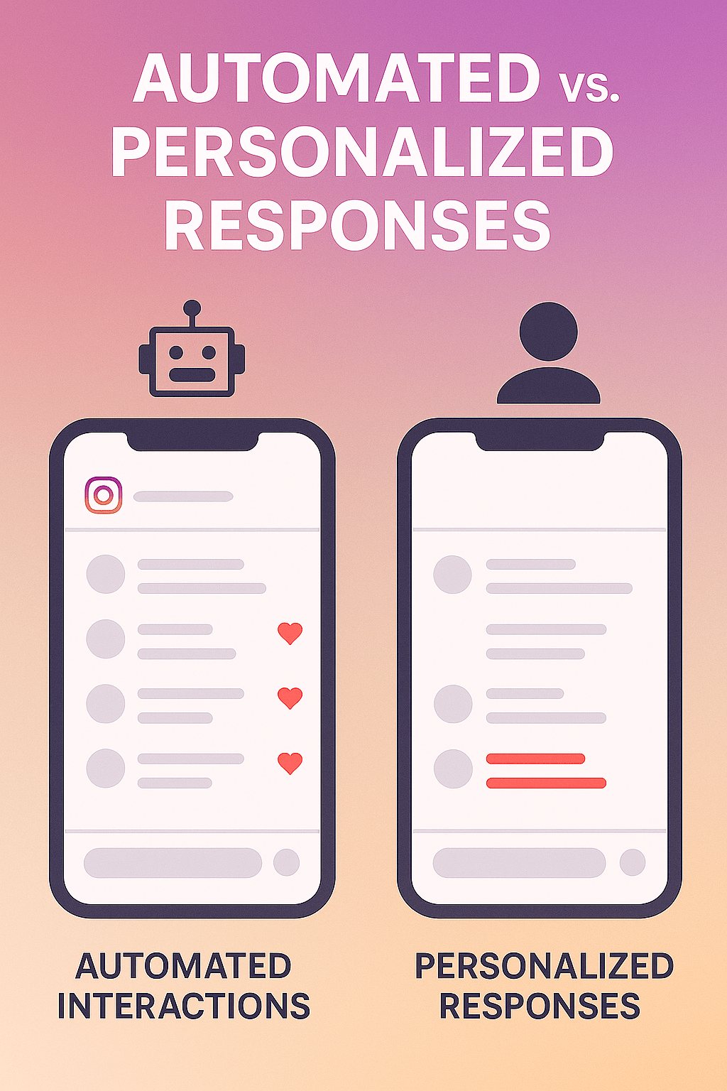 Graphic of automated vs personalized Instagram responses