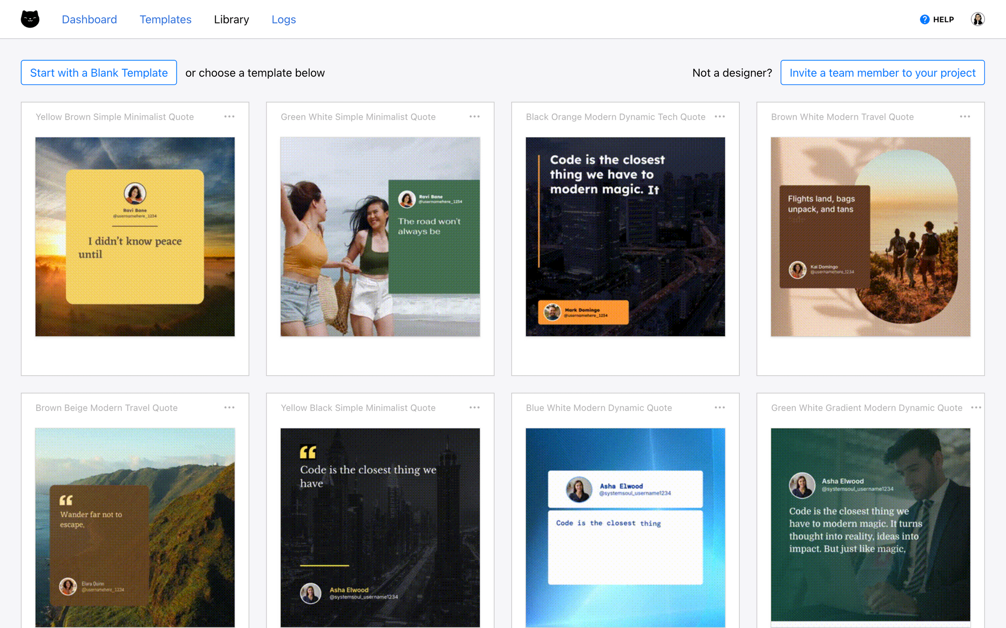 Screenshot of Clipcat template library