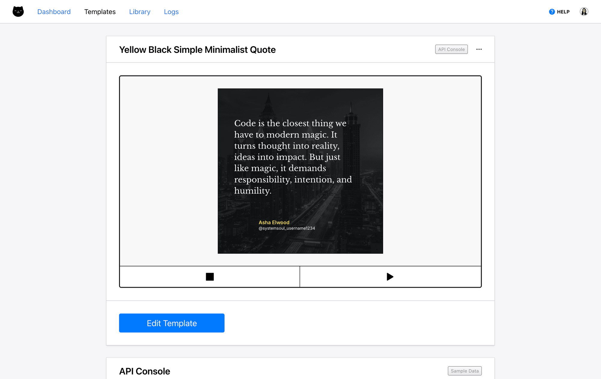 Screenshot of Clipcat template page