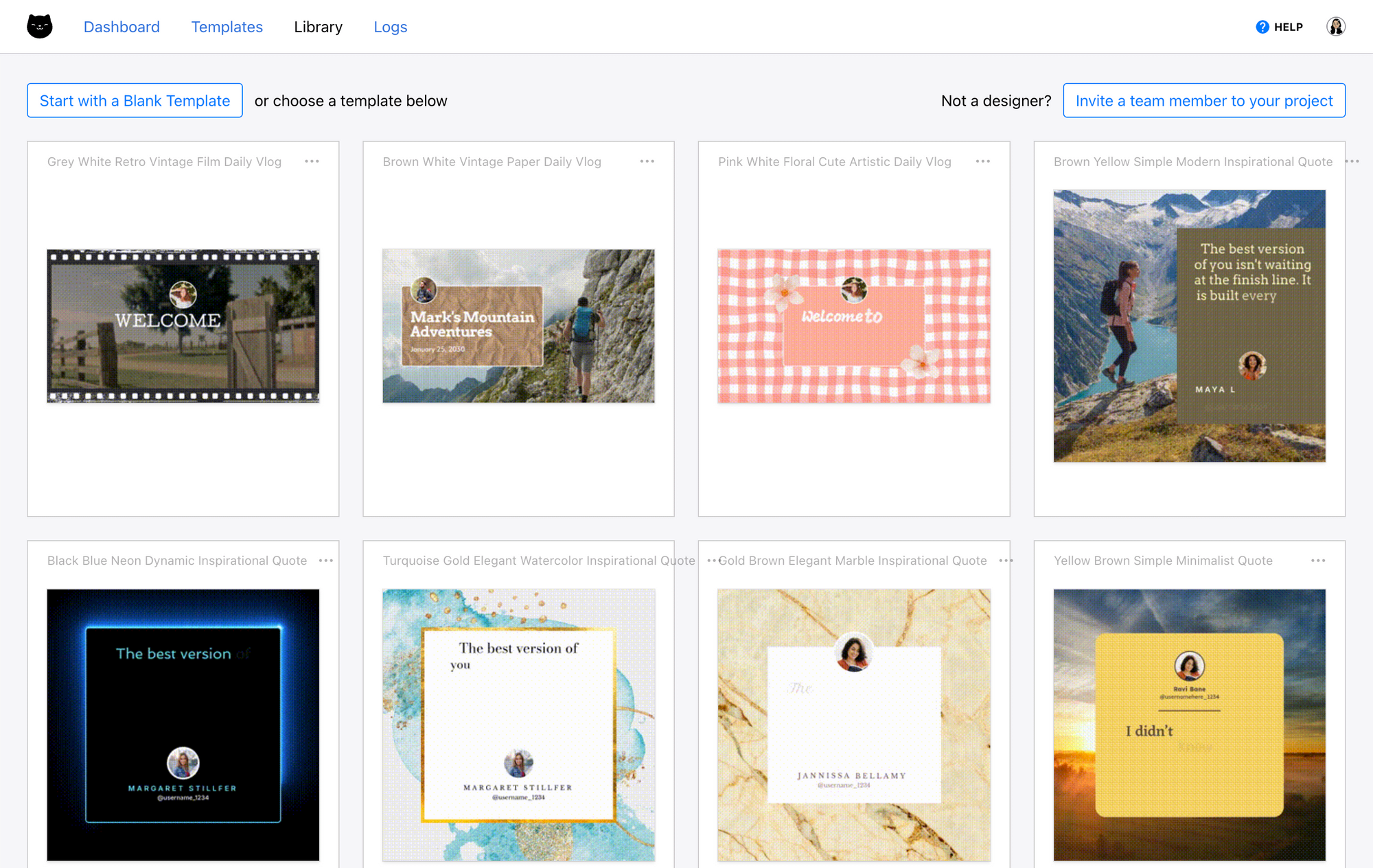 Screenshot of Clipcat template library