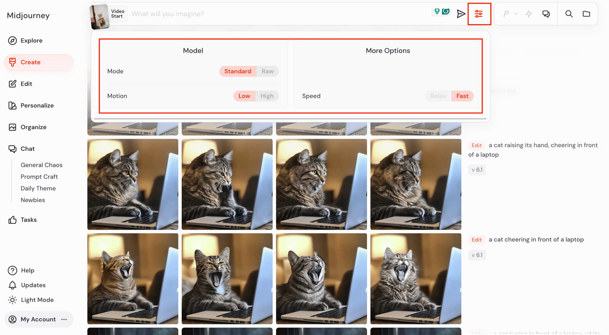 Midjourney - configurations for the video generation.png