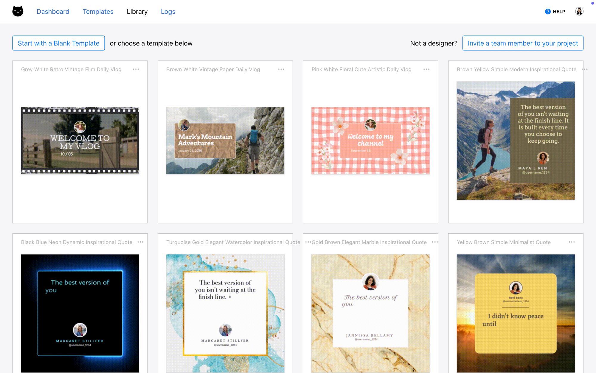 Screenshot of Clipcat template library