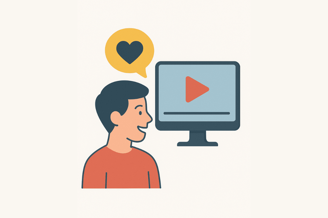 Illustration of man watching engaging video