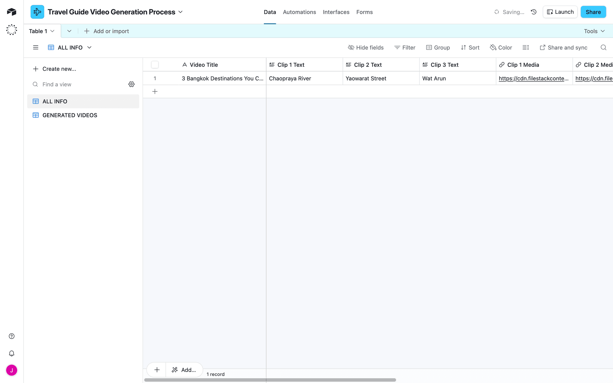 Screenshot of Airtable base with data